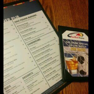 New York Red Bulls Red Bull Arena Corner Pub Menu & Drink Stand Metrostars